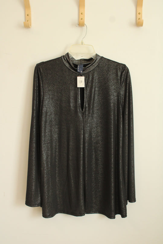 NEW Apricot Lane Gray Shimmer Cutout Top | L