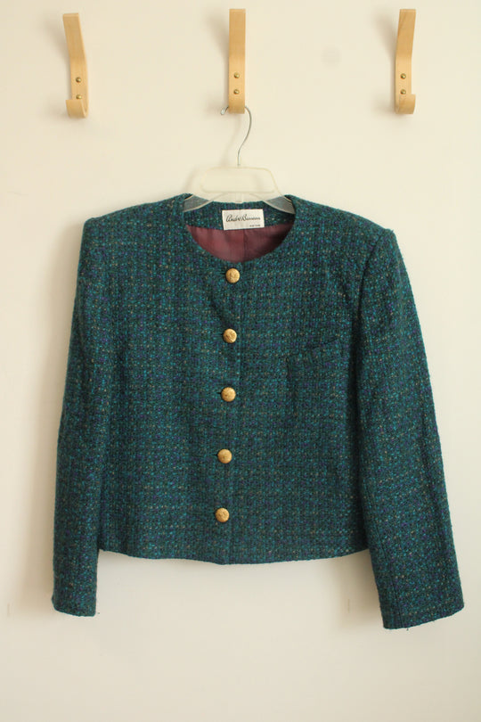 Andre Barreau New York Green & Purple Vintage Style Tweed Blazer | 14