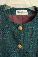 Andre Barreau New York Green & Purple Vintage Style Tweed Blazer | 14