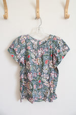 NEW LOFT Blue/Gray Colorful Floral Top | XXS Petite