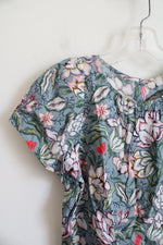 NEW LOFT Blue/Gray Colorful Floral Top | XXS Petite