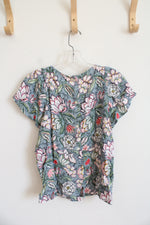 NEW LOFT Blue/Gray Colorful Floral Top | XXS Petite