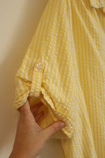 Woman Within Cotton White and Yellow Striped Textured Shirt | 26/28