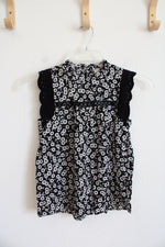 NEW LOFT Black & White Floral Sleeveless Top | XXS Petite