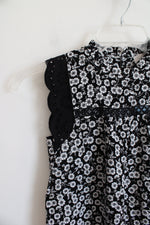 NEW LOFT Black & White Floral Sleeveless Top | XXS Petite