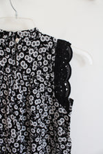 NEW LOFT Black & White Floral Sleeveless Top | XXS Petite