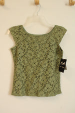 NEW Once Again Green Lace Capsleeved Top | S