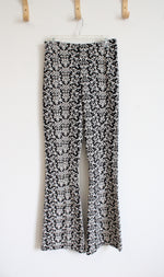 Anthropologie Black & White Floral Flare Leg Pants | M