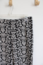 Anthropologie Black & White Floral Flare Leg Pants | M