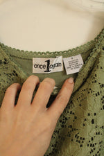 NEW Once Again Green Lace Capsleeved Top | S