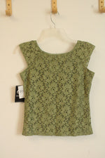 NEW Once Again Green Lace Capsleeved Top | S