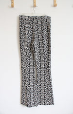 Anthropologie Black & White Floral Flare Leg Pants | M