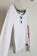NEW Justice White Black Ribbed Long Sleeved Shirt | XL (16/18)