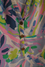 Lilly Pulitzer Silk Pastel Multicolor Floral Tank with Gold Buttons | M