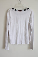 NEW Justice White Black Ribbed Long Sleeved Shirt | XL (16/18)