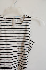 NEW LOFT Cream & Black Striped Belted Dress | 0P