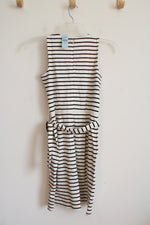 NEW LOFT Cream & Black Striped Belted Dress | 0P