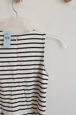 NEW LOFT Cream & Black Striped Belted Dress | 0P