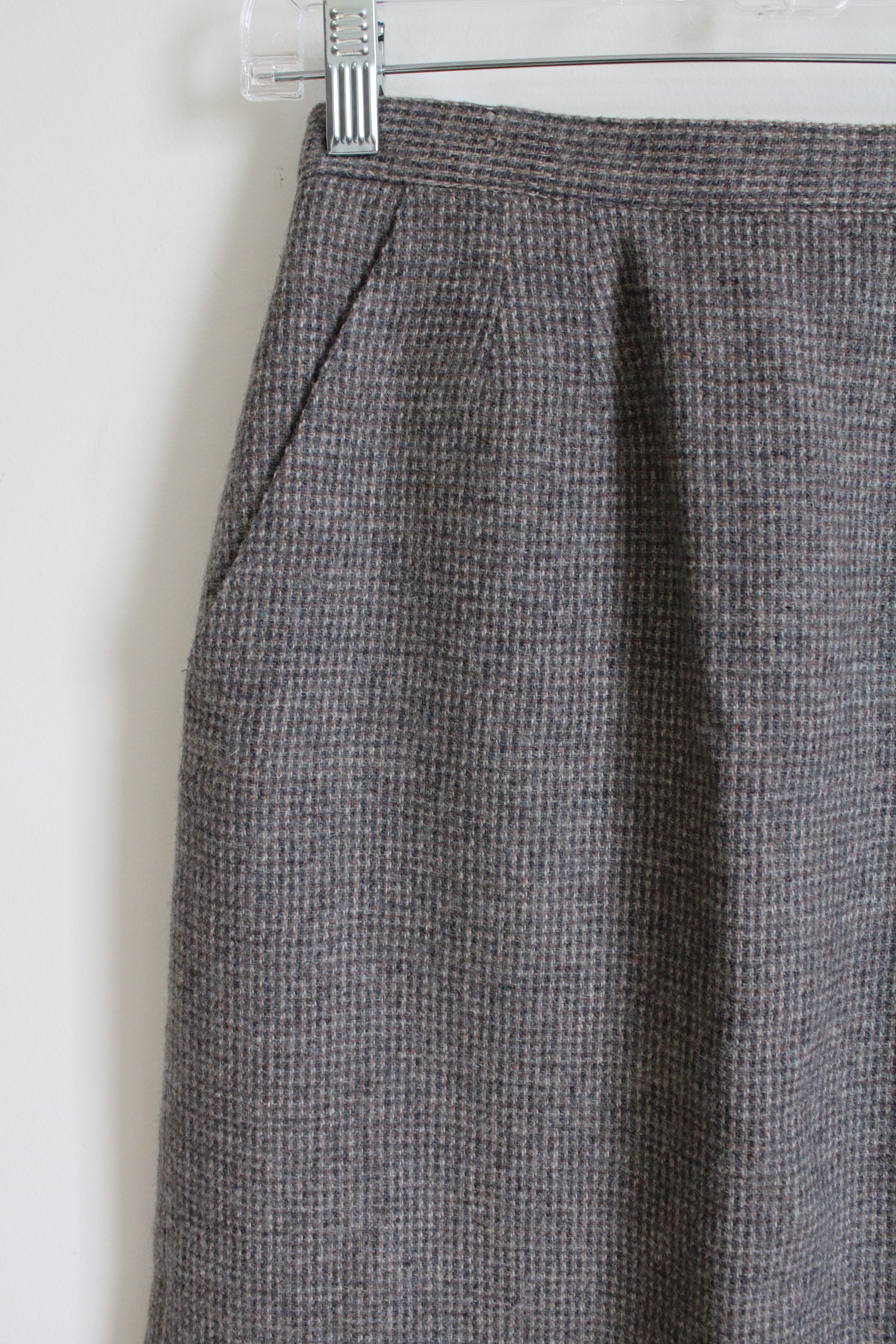 Bretton Place Gray Plaid Wool Skirt | 8 Petite