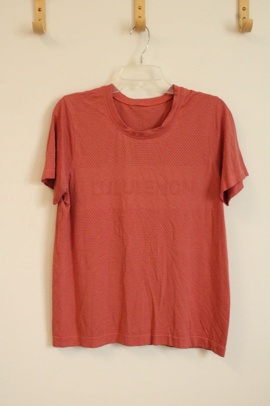 Lululemon Coral Mesh Athletic Logo T-shirt | M-L