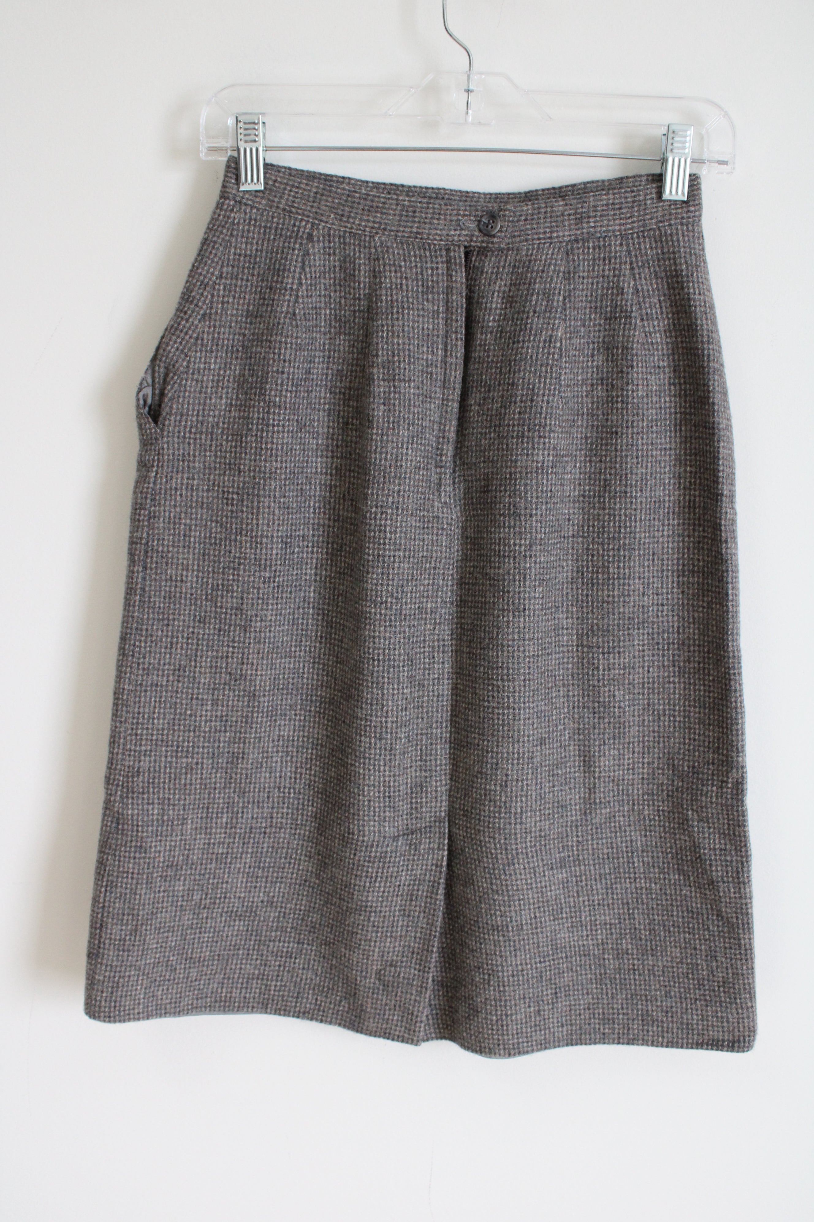 Bretton Place Gray Plaid Wool Skirt | 8 Petite