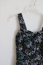 NEW LOFT Black White Blue & Yellow Floral Jumpsuit | XXS Petite