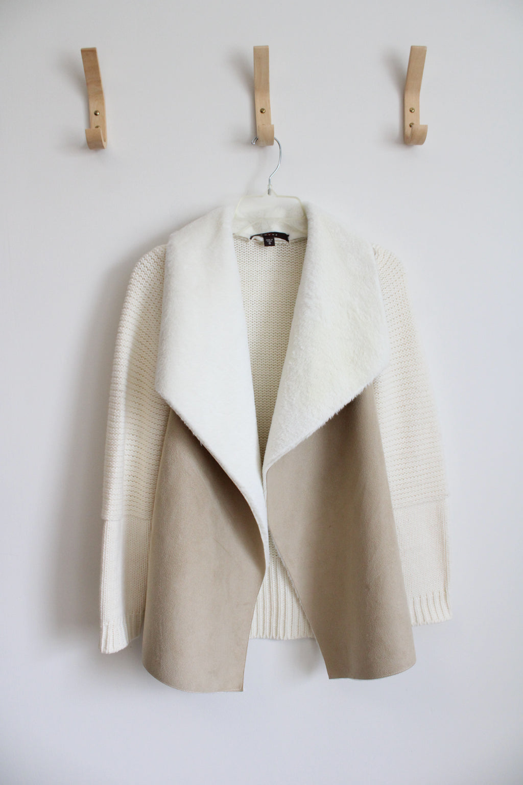 Fever Cream & Tan Fuzzy Knit Cardigan | S