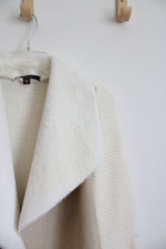 Fever Cream & Tan Fuzzy Knit Cardigan | S