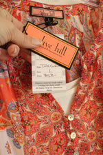 NEW Olive Hill Orange Paisley Print Peasant Blouse with Built in Cami | L