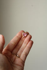 14K Yellow Gold Pink Stone Heart Necklace Pendant