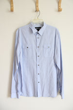 John Varvatos Luxe Blue & White Plaid Button Down Shirt | XL
