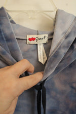 Poof! Blue Fleece Tie-dye Printed Cropped Hoodie | M