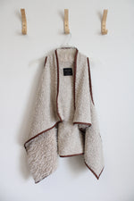 Love Tree Sherpa Fuzzy Wool Blend Tan Vest | S