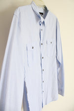 John Varvatos Luxe Blue & White Plaid Button Down Shirt | XL