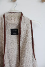 Love Tree Sherpa Fuzzy Wool Blend Tan Vest | S