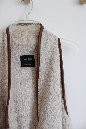 Love Tree Sherpa Fuzzy Wool Blend Tan Vest | S
