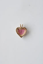 14K Yellow Gold Pink Stone Heart Necklace Pendant