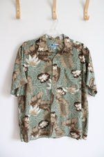 Blue Oasis Green & Brown Hawaiian Shirt | XL