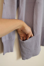 NEW Joan Vass Open Front Baby Blue Cardigan with Pockets | S