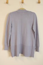 NEW Joan Vass Open Front Baby Blue Cardigan with Pockets | S