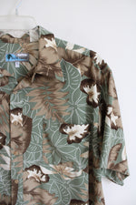 Blue Oasis Green & Brown Hawaiian Shirt | XL