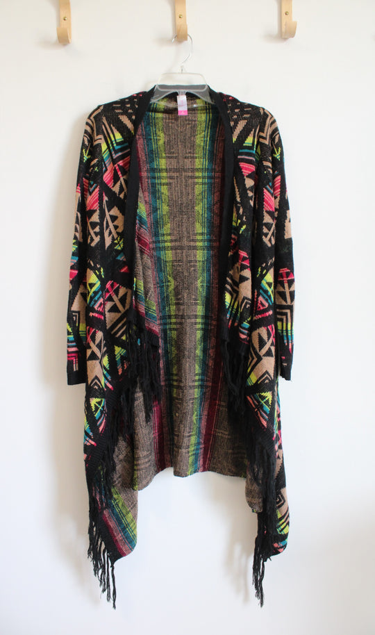 No Boundaries Pink and Black Open-Faced Cardigan | M