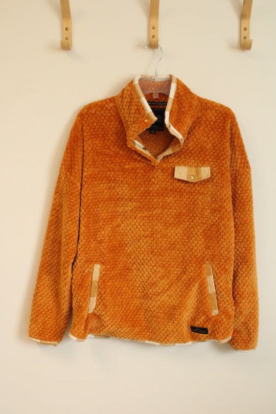 Simply Southern Golden Yellow Textured Quarter Button Fleece Pullover | L