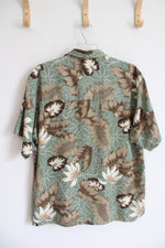 Blue Oasis Green & Brown Hawaiian Shirt | XL