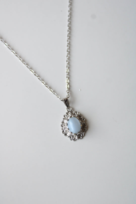 Blue Moonstone Silver Necklace