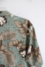 Blue Oasis Green & Brown Hawaiian Shirt | XL