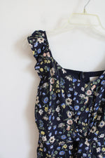 NEW LOFT Navy Blue Floral Jumpsuit |  0P