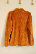 Simply Southern Golden Yellow Textured Quarter Button Fleece Pullover | L