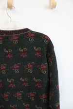 Icelandic Design Green Floral Wool Zip Up Jacket | M