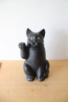 Black Cast Iron Green Eyed Cat Figurine